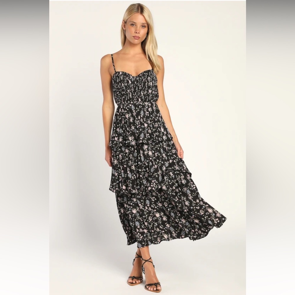Lulu’s Floral Layered Midi Dress
